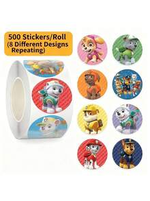 1 pieza Juego de 500 pegatinas de Paw Patrol | 8/10 patrones repetitivos lindos | Adecuado para bolsas de regalo de fiesta de cumpleaños, sobres, embalaje, álbumes de recortes y manualidades, pegatinas divertidas de la caricatura de Paw Patrol - Pegatinas de la Patrulla Canina - Ver 11