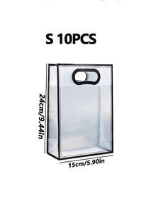 20个/10个/1个装可重复使用的透明塑料礼品袋/包装袋，大容量，适用于万圣节、感恩节、圣诞节、新年、婚礼、生日等各种场合，带模切手柄，适合婚礼、新娘、生日派对、商务活动，也可作为母亲节礼物包装。 - 彩色 - 查看 13
