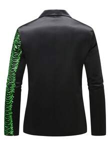 Men's Sequin Fish Scale Sequin Suit Jacket, Banquet Stage Performance Formal Wear, Party Nightclub Style - Green - View 3