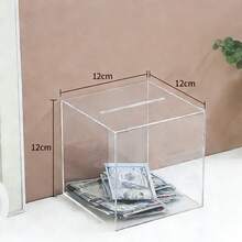 透明亚克力不可开启式小猪存钱罐，青少年小猪硬币罐，成人储蓄罐，可撕除保护膜，适合作为万圣节/感恩节/母亲节/生日/毕业礼物 - 無色 - 查看 4