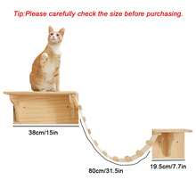 1pc Wooden Cat Wall Shelf, Cat Ladder Cat Wall Stairs, Cat Hammock Perch, Cat Wall Furniture, Max Load 12kg (26lb) - Apricot - View 6
