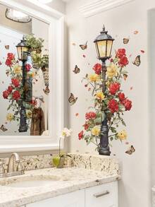 1 片复古街灯墙贴，自粘装饰贴纸，蝴蝶玫瑰图案，艺术装饰纸，适用于客厅、餐厅、玄关、卧室、浴室等家居装饰。 - 復古路燈 - 查看 3