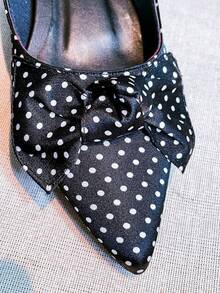 Slingback Open-Toe Pump With A Heel Below 3cm. - Polka Dot Bow - View 3