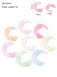 Acrylic Mermaid Moon Bead Big Moon Bead Pen Bead DIY Jewelry Accessories Bead Loose Bead - Multicolor - View 6