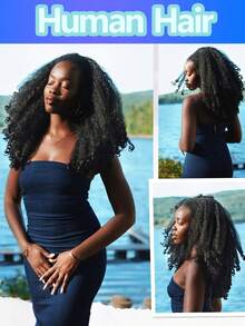 18英寸缅甸卷发发带假发，易于佩戴，150%密度，无胶水蓬松卷曲假发，水波纹真人发，无蕾丝，发尾卷曲蓬松，深波浪卷发，自然黑色，即买即用 - Natural Black - 查看 5