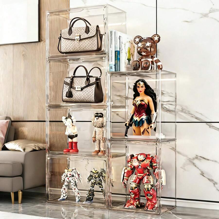 Lifevilion Clear Display Case Dustproof Storage Bins Containers Organizer Bag Show Box For Figures, Toys, Collectibles, Hangbag - 透明M - 查看 1