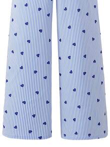 2pcs/Set Big Girls' Fashion Casual Vacation Style Handcraft Heart Striped Print Camisole Top And Loose Wide Leg Pants Set, Summer - Blue - View 7