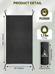blazehike 高品质帐篷地布，PU3000牛津布防撕裂面料，耐用，双人背包帐篷地布，徒步旅行、露营、沙滩和野餐地垫（长方形（90.6英寸长 x 59英寸宽）） - 長方形 - 查看 2