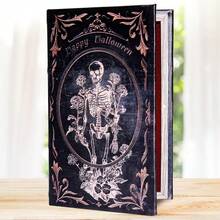 [Free Shipping]Decorative Vintage Book Shaped Trinket Storage Box Halloween Skull Embossed Pattern,Halloween Decoration Faux Book Boxes,Gothic Style Decorated Storage Box -24A-002 - Bộ xương - Xem 3
