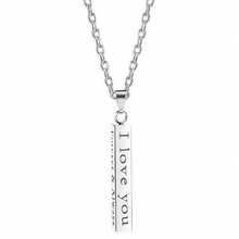 极简黑白不锈钢“Forever & Always”镌刻长方形吊坠情侣项链（情人节礼物/男女款） - 銀色 - 查看 4