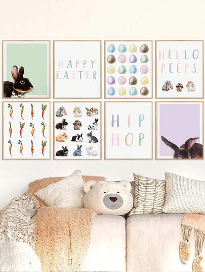 1pc Paintings Canvas Wall Art - Pastel Easter Printable Gallery Wall, Easter Decor Signs, Watercolor Easter Wall Art - Baby Goods – Framed Nursery Wall Art Perfect Fit For Playroom Decor Nursery Decor, Daycare Decor, Preschool Decor, Boy's Room Decor Girl's Bedroom Decor Kids' Room Decor Easter Wall Art, Nursery Spring Decor, Easter Children's Room Posters, Spring Decor Posters