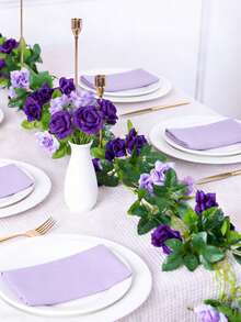 2 dây hoa hồng tím nhân tạo, vòng hoa lụa treo trang trí, thích hợp trang trí nhà cửa, sân vườn, tường, phòng, cổng cưới, phông nền tiệc sinh nhật, bàn tiệc, lều, gương, vòng hoa mùa xuân. - Màu tím - Xem 3