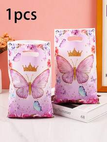 Bolsa de regalo con tema de mariposa, bolsa de regalo de plástico rosa y morado con mariposas y asa, adecuada para fiesta de cumpleaños con tema de mariposa, primer cumpleaños del bebé, fiesta infantil, embalaje de regalo para fiesta de boda - Multicolor - Ver 9