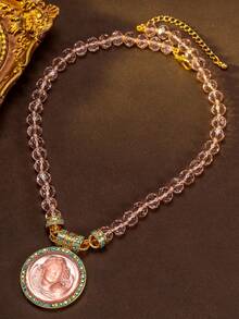 紫色、粉色、蓝色项链套装，铜合金材质，奢华、优雅、仙气、梦幻、可爱、时尚，适合派对、节日和日常佩戴。 - 彩色 - 查看 2