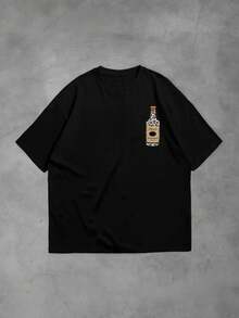 1pcs Women's Crew Neck T-Shirt Casual Fun Graphic Print Show Me Your Tito's Vodka Bottle Design Summer Breathable Cotton Tee Double Side Print For Family Gatherings Summer Trips And Festive Occasions - 黑色 - 查看 2