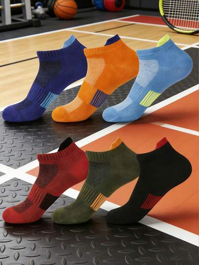 6 Pairs Men's Casual Sports Socks, Versatile For Daily Wear