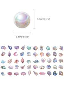 50 miếng dán hình vỏ sò, vật liệu làm sổ lưu niệm, thích hợp để trang trí ốp điện thoại, sổ kế hoạch, sổ tay, vali, ván trượt, đàn guitar, nhật ký, bình nước, đồ dùng làm sổ lưu niệm, văn phòng phẩm, nhãn dán ngộ nghĩnh cho Kindle. - vỏ bọc - Xem 7