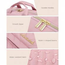 Travel Toiletry Bag For Women, Waterproof Hanging Makeup Bag With Jewelry Compartment, Portable Cosmetic Bag With Luggage Strap For Trips Camping Bathroom(Pink,12.5 Inch) - 粉色 - 查看 6
