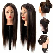 26-28英寸合成发假人头，带支架，适用于编发、发型练习和化妆训练 - 彩色 - 查看 3