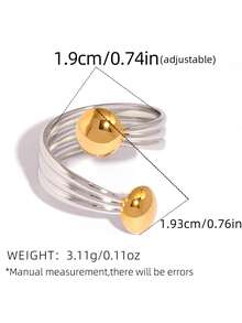 3pcs/1pc Fashionable Geometric Line Gold Stainless Steel Rings, Personalized Stackable Knuckle Rings For Women, Suitable For Vacation, Date, Gift, Daily Matching, Best For Valentine's Day, Mother's Day - Multicolor - View 8