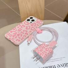 Pink Leopard Print Leather Texture Phone Case, Compatible With IPhone 11 12 13 14 15 16 Pro/Plus/Max - Pink - View 5