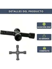 4-Point Multifunctional Universal Wrench - Black | Multipurpose Wrench For Water Meters | Electrical Cabinets | Gas Meters | Valves | Elevator - Four-in-one - View 5