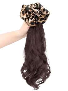 合成纤维马尾假发，复古豹纹发圈发夹，卷曲马尾 - 彩色 - 查看 12