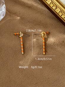 1 Pair 2026 New Arrival Fresh Candy Cane Geometric Earrings, 18K Gold Plated, Korean Style - Multicolor - View 5