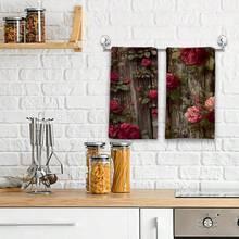 2/4/48pcs Vintage Style Faux Distressed Wood Rose Pattern Print Kitchen Towels - Super Soft, Highly Absorbent Polyester Dish Cloths & Hand Towels, Ideal For Holiday Decor, New Year Gifts, Kitchen Decor, Party Decorations - Multicolor - View 5