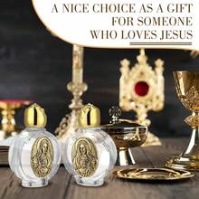 [Free Shipping]12 Pcs Glass Holy Water Bottles 0.5 Floz Embossed Catholic Baptism Favor Chris 1tian Water Container Bulk For Guest Communion Chu 1rch Gift Wedding Decor(Gold,Immaculate Heart Of Mary) - 聖母無玷聖心 - 查看 6