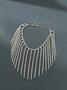 1 件时尚奢华水钻流苏脚链，优雅品质，适合派对和节日佩戴 - 銀色 - 查看 2