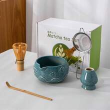 1pc/5pcs Petal Gradient Green Matcha Tea Set, Japanese Ceramic Matcha Bowl & Matcha Whisk Tool Set - Multicolor - View 14