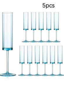 1/5pcs 6oz Reusable Plastic Champagne Flutes, Insulated Acrylic Wine Glasses, Shatterproof Cocktail Cups For Christmas Party, Wedding, Birthday, Anniversary, Home And Bar Use - Multicolor - View 13