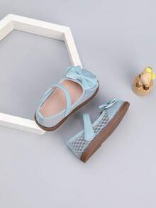 1双网面平底度假风女童鞋，适合春夏穿着 - 藍色 - 查看 3