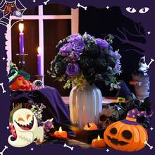 8 Bundles Artificial Peonies Flowers Fake Silk Peony Bouquet Faux Peonies Flowers Bulk For Decoration Vase Floral Arrangements Wedding Party Table (Black,Purple) - 黑色 - 查看 5