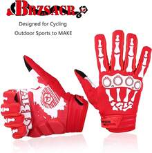 Guantes de ciclismo de esqueleto para motocicleta, guantes acolchados de montaña, para hombres y mujeres, resistencia al aire última intervensión, para ciclismo, escalada, senderismo, guantes de dedo completo. - Rojo - Ver 5