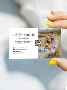 Personalizowane szablony wizytówek fotograficznych, 200/500/1000 szt., personalizacja zdjęć i tekstu, wizytówki dla fotografów, szablony Canva, karty z kodem QR, broszury marketingowe - Wielokolorowe - Zobacz 4