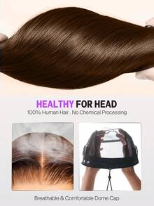 MEGALOOK Fashion Brown Long Curly Human Lace Wig - S4 - View 9