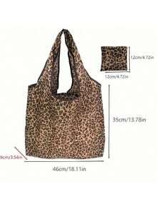 Bolsa de compras reutilizable con estampado de leopardo - Bolsa de tela plegable y ligera para compras y uso diario - Multicolor - Ver 5