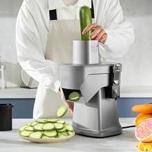 Electric Vegetable Slicer 4 In 1 Multifunctional Food Cutter 200W Vegetable Chopper For Slicing Shredding Dicing And Slitting With Cut-Resistant Gloves For Commercial And Home Use - Silver - View 9