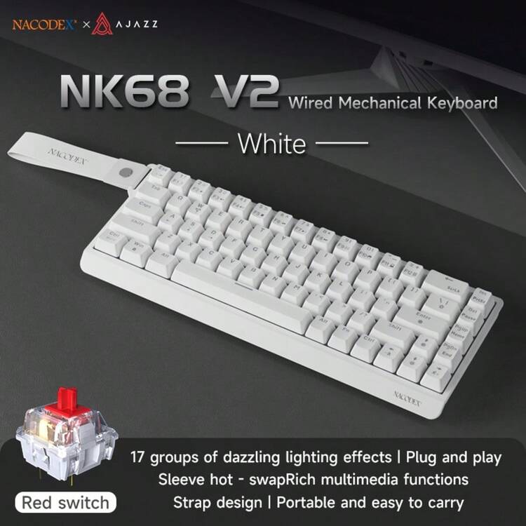 AJAZZ NK68 V2 68-Key Wired Mechanical Keyboard, Supports Full Key