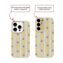 1pc TPU Material Energetic Blueberry Striped Pattern Phone Case Compatible With Iphone 17 Pro Max/17/16 Pro Max/15/13/12/11, S20 FE/A15/S24/A55, Note 11/Note 12/Note 13 Pro, Full Coverage Anti-Drop Soft Protective Phone Cover - White - View 7