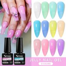 Mtssii 6支/套 7毫升薄荷绿和蓝色果冻凝胶指甲油套装，透明水晶UV凝胶指甲油，适合春夏美甲，DIY居家及美甲沙龙使用 - 彩色 - 查看 3