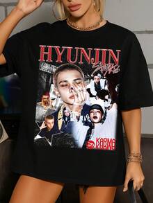 Retro  StraySkidss T-Shirt, StraySkidss Karma Album Shirt, StraySkidss Zeremonie Shirt, StraySkidss DominATE SKZOO World Tour 2025 Tee - 黑色 - 查看 1