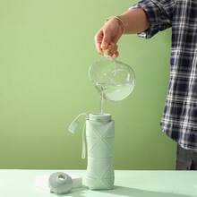 1pc Silicone Collapsible Sport Water Bottle 600ml Retractable Travel Outdoor Gym Water Cup Portable Sport Cups - màu xanh lá - Xem 2