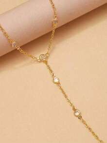 1pc Gold Color Bohemian Round Finger Bracelet Link Chain Hand+Wrist+Back Jewelry, Women Summer Beach Accessories - vàng - Xem 6