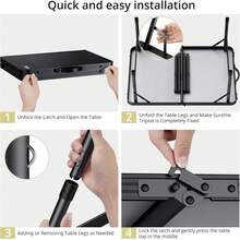 Anbte Mesa de camping plegable, mesa portátil de 36 x 24 pulgadas, altura ajustable máxima 28 pulgadas, con red de almacenamiento, mesa plegable de aleación de aluminio, ligera, asa portátil para viajes, exteriores, patio trasero (negro) - 1 - Ver 3