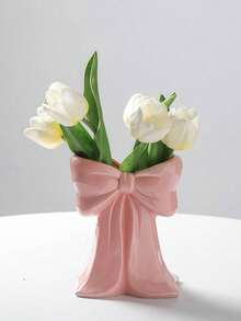 1pc Butterfly Decor Vase, Large Cute Ribbon Design Vase, Suitable For Home Decor, Living Room Centerpiece, Bedroom Shelf And Gift Display - 1PC - View 7