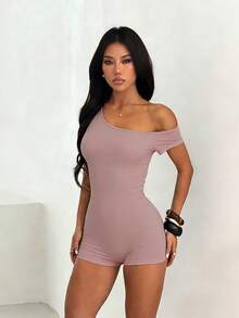 Minimalist Sporty Sexy Summer Romper: Casual One-Piece Jumpsuit For Women, Fitness Gym Jumpsuit Outfit Pink Wedding Party - Pink - View 5