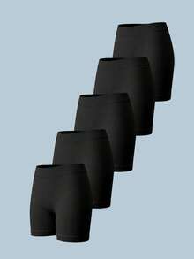 Paquete de 5 calzoncillos básicos de unicolor para niños, con tela de punto cómoda y transpirable, adecuados para uso diario, deportes escolares, fútbol, baloncesto - Negro - Ver 2